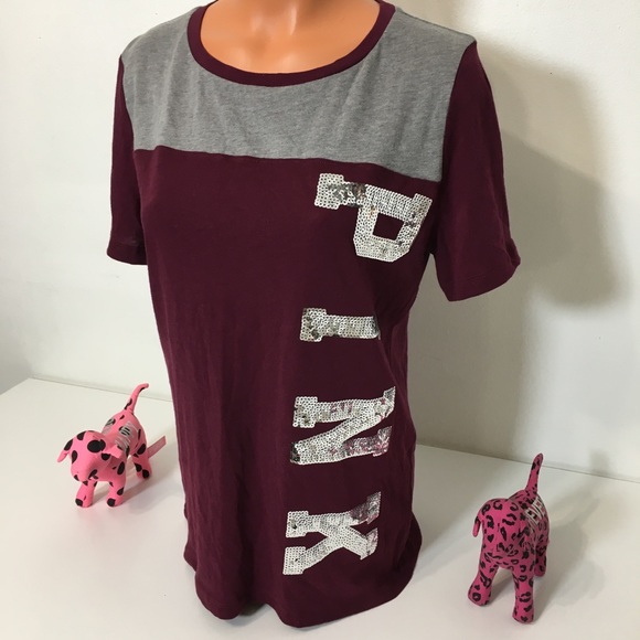 🚫SOLD🚫NEW PINK VS BLING LOGO SHORT SLEEVE SHIRT - Picture 2 of 4